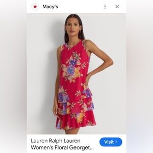 NWT Ralph Lauren Bright Pink Floral Sleeveless Dress